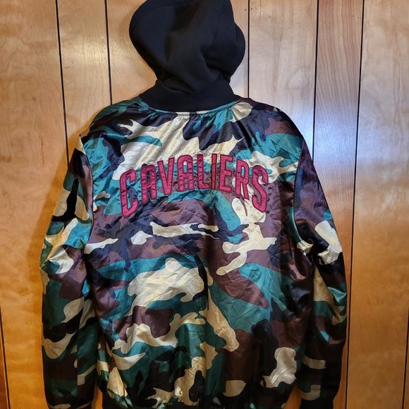 Cleveland Cavaliers Jacket LARGE Hooded Full Zip Up Camouflage Camo NBA Cavs E2 - Picture 6 of 10